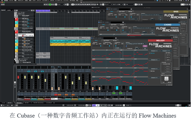 在Cubase（一種數(shù)字音頻工作站）內(nèi)正在運(yùn)行的Flow Machines