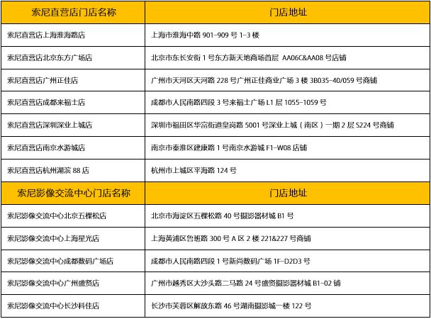 索尼線下體驗店地址