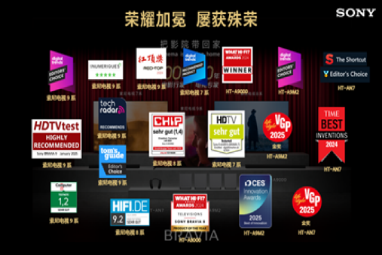 索尼電視受國內(nèi)外獎項認可